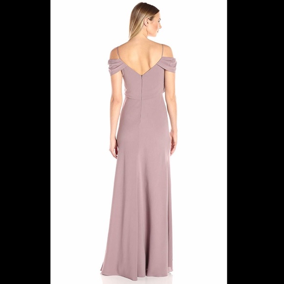 Jenny Yoo Sabine Off The Shoulder Gown Dress Fig - Picture 2 of 6